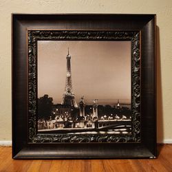 Large Framed Eiffel Tower Wall Art – 34” x 34” Ornate Frame