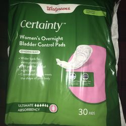 walgreens women overnight certainty bladder pads 30 Pads NEW UNOPENED 