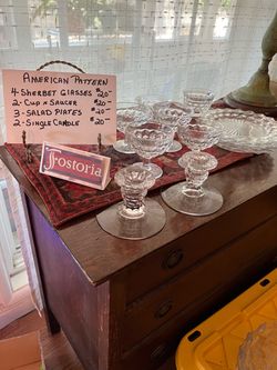 American Fostoria Sherbet Glasses-Cup/Saucer-Plates-Candle Holders