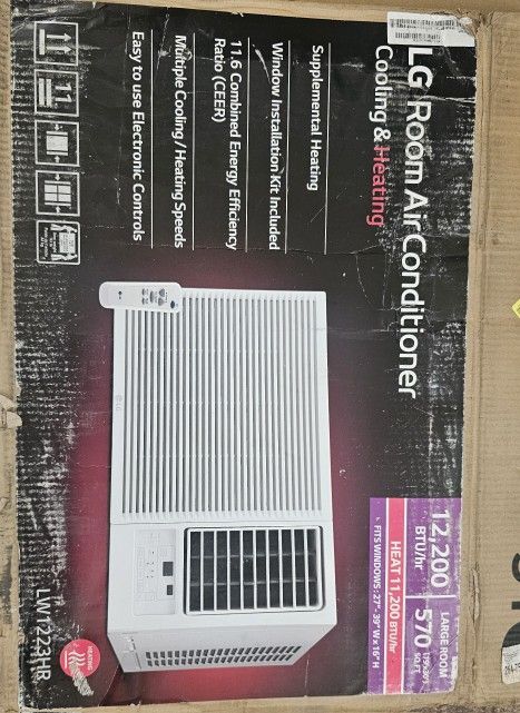 LG
12,200 BTU 230V Window Air Conditioner Cools 570Sq. Ft. with Heater, Remote and Dehumidifier in White