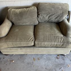 Olive Green Corduroy Love Seat