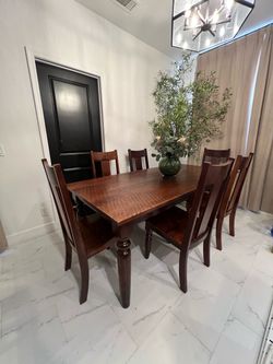 World Market real solid wood dining table and 6 chairs