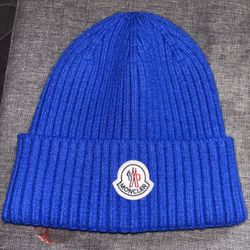 BLUE WOOL MONCLER BEANIE