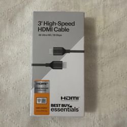 Best Buy Essentials- 3' ft 4K Ultra HD HDMI Cable - Black, Ships Same Day