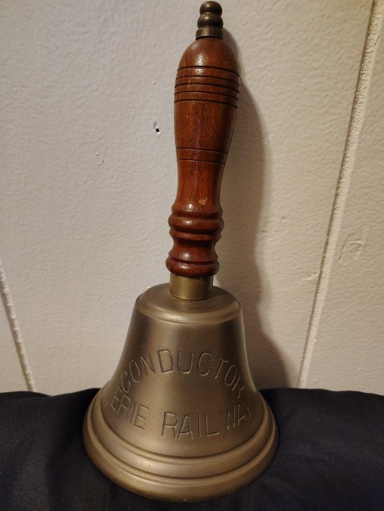 Beautiful 9" Erie Railway Brass Conductor Bell. Very loud