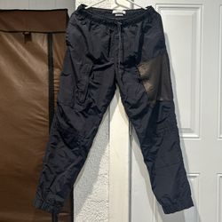 Urban Outfitters Black Nylon Cargo Pants Drawstring Elastic Waist Mesh Pocket S