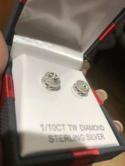 Silver earrings with 1/10ct diamonds