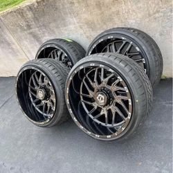 22x12 TIS 544BM WHEELS RIMS 29" STREET TIRES CHEVY GMC Z71 RST RAM 1500 6x139.7-We Finance