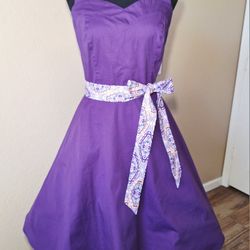 1950s Retro Vintage Style Cocktail Swing Pin-up Haulter cotton Dress Size Large 14