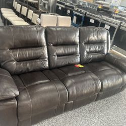SOFA LEATHER BRONW COLOR RECLINING!!! Nice Condition!!!