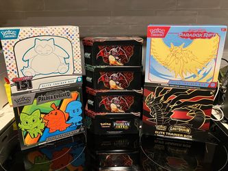 Pokémon ETB & Tin Collection Lot – Empty Storage Boxes + Accessories