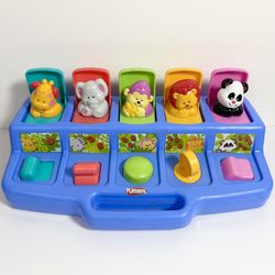 VTG 1995 Playskool Poppin Pals Pop Up Jungle Zoo Animals Baby Toddler Toy
