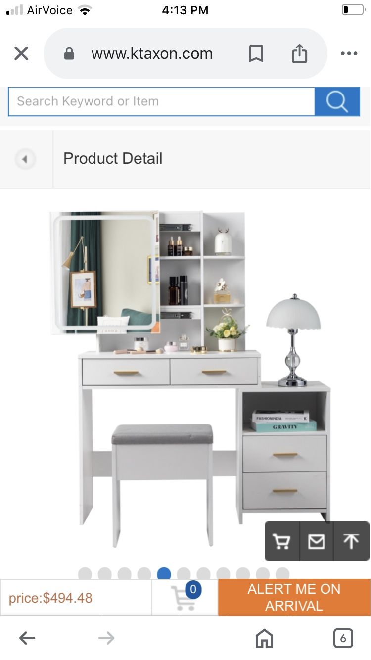 Ktaxon Vanity Set Makeup Vanity Dressing Table with Sliding Mirror, 4 Drawers & Shelves, 