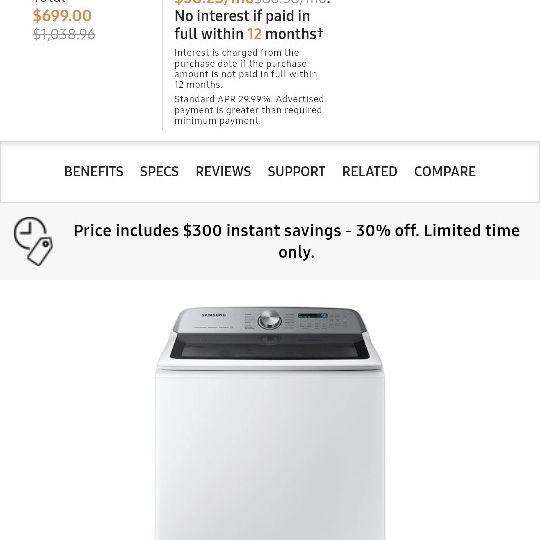 Used Samsung Aquajet Washing Machine 