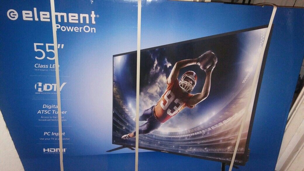 New 55" Element Power On Class LED TV ELEFW5517