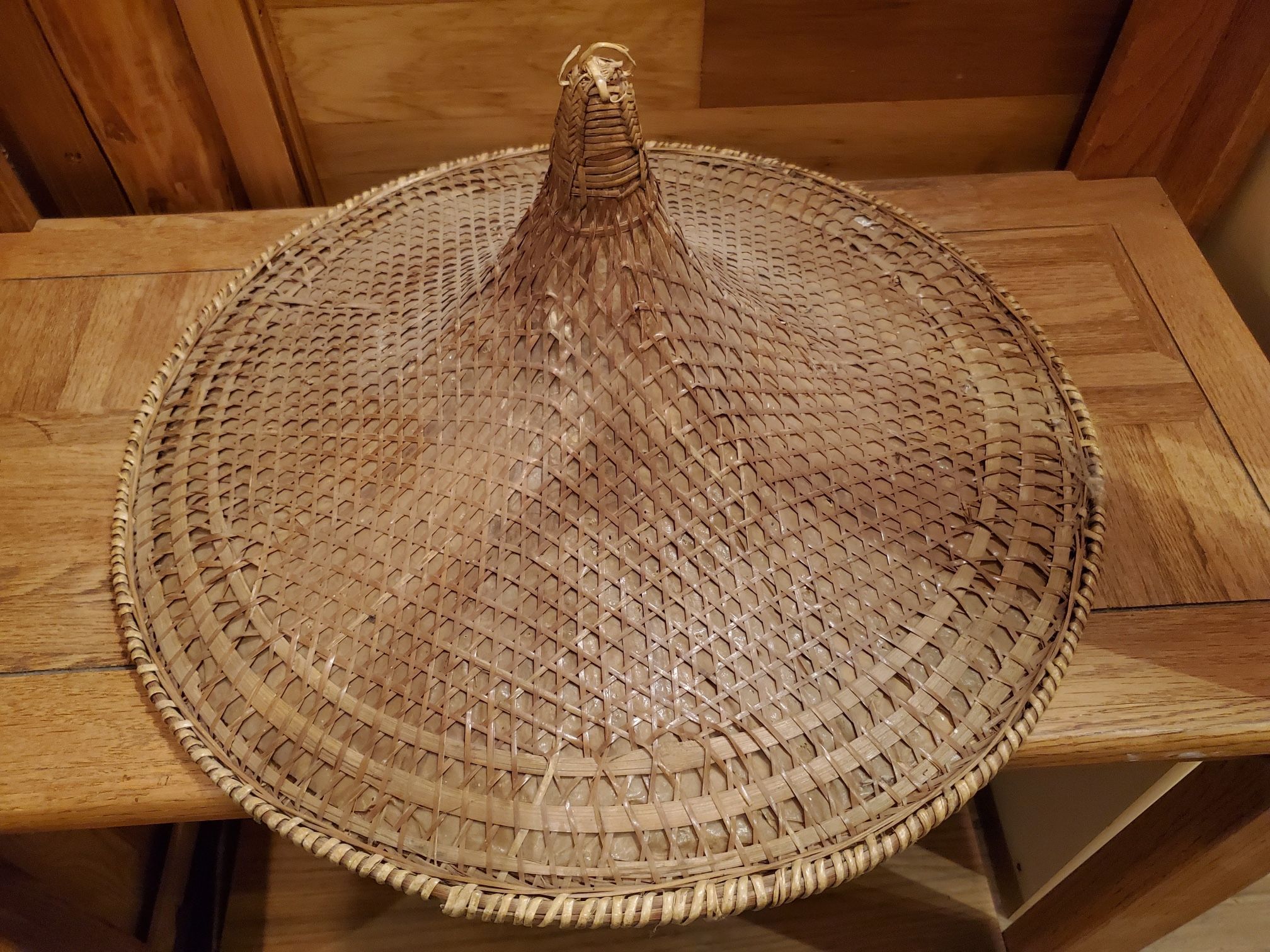 Antique Asian Rattan Rickshaw Coolie Hat