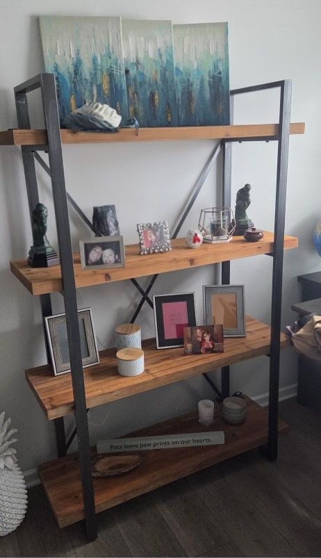 Shelves/Bookcase 4 Shelves Metal Frame & Wood Shelf