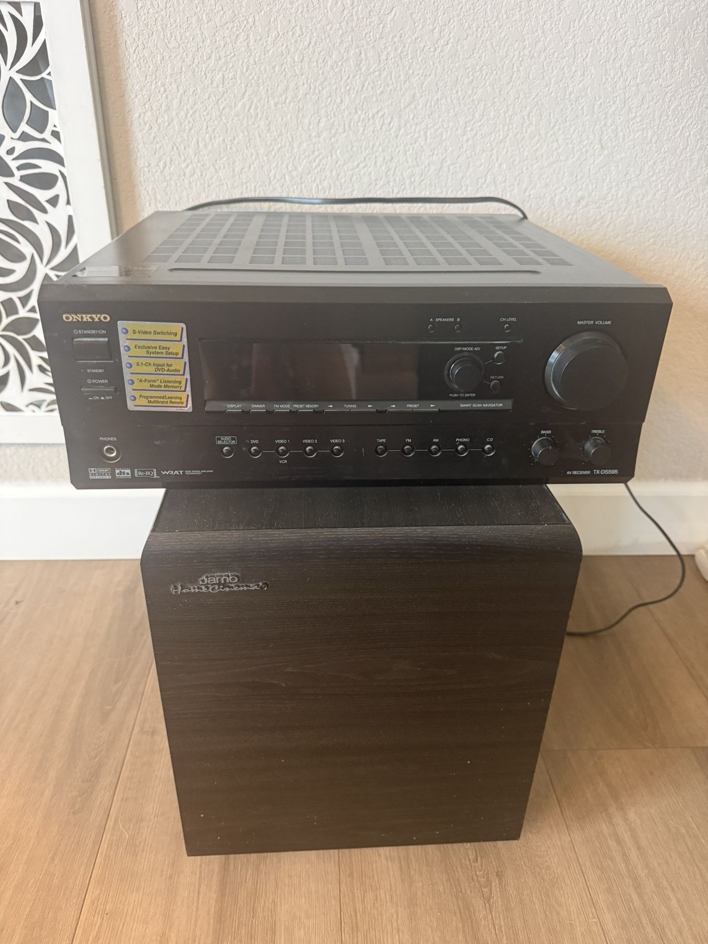 Onkyo TX-DS595 Receiver + Jamo SW 410E Subwoofer