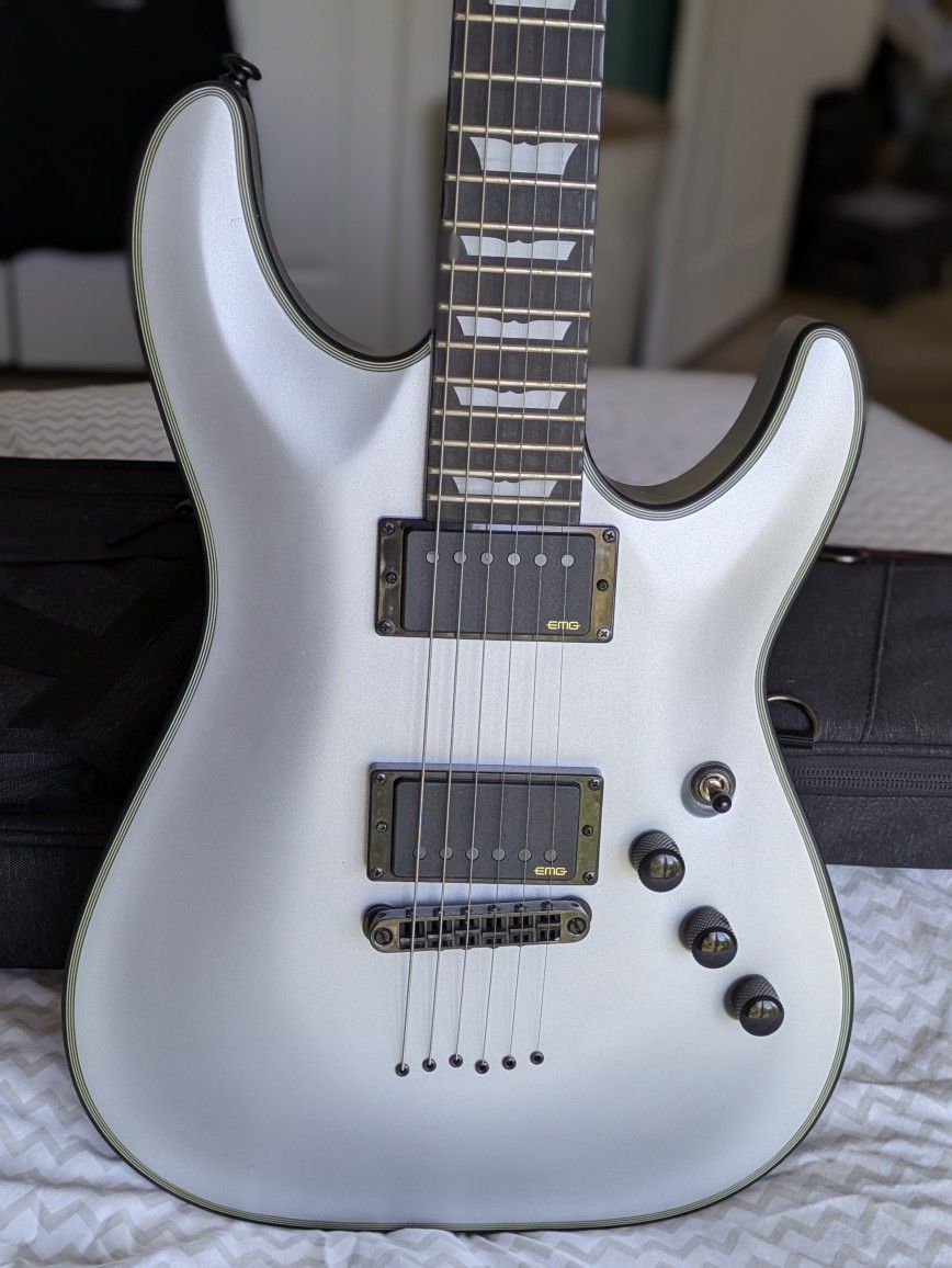 Schecter C-1 Platinum Electric Guitar, Ebony Fretboard, Satin Silver
