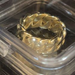 14K Gold Cuban Link Ring 10MM Size 9.5 16 Grams