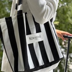 Kérastase Black/White Stripped Tote Bag