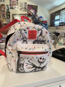 Loungefly Nightmare Before Christmas Holiday Lights Jack Sally Mini Backpack