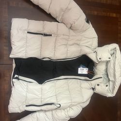 Superdry White Hooded Zip Stand-Up Collar Men's XL Puffer Jacket