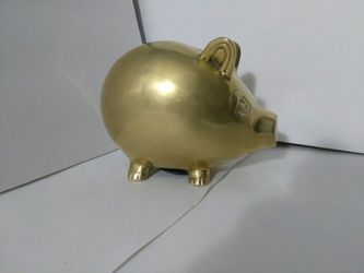 VINTAGE BRASS PIGGY BANK. READ DETAILS