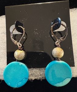 Bohemian Turquoise & Gold Bead Leverback Drop Earrings