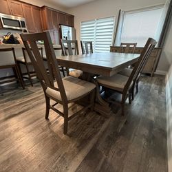 CITY Furniture Trestle Dining Table with 6 Chairs – Seats Six