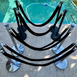 Real Post And Black Velvet Ropes Black And Silver Post