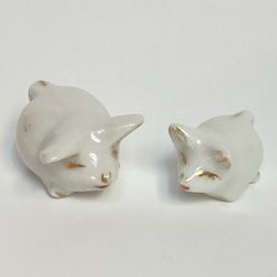Vintage Miniature Pig Figurines - Japan