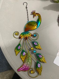 Decorative And Colorful Peacock Hanger