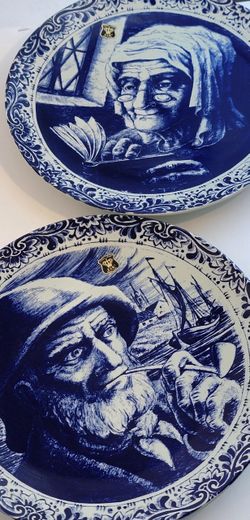 Golden Crown E&R Belgium Blue White Porcelain Piece