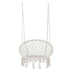 Beige Hanging Cotton Rope Macrame Hammock Chair Swing Outdoor Home Garden 300lbs