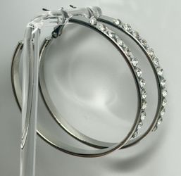 925 Sterling Silver plated 2” Hoops Earrings- For Sale !
