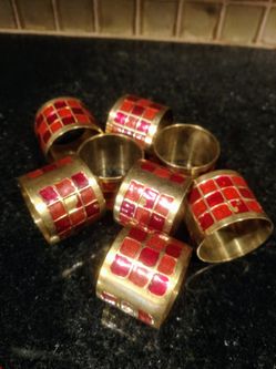 Vintage Enamel Brass Napkin Rings