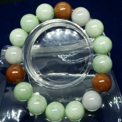 Burmese icy Type A Jadeite Jade Lucky Bracelet  13.8mm.