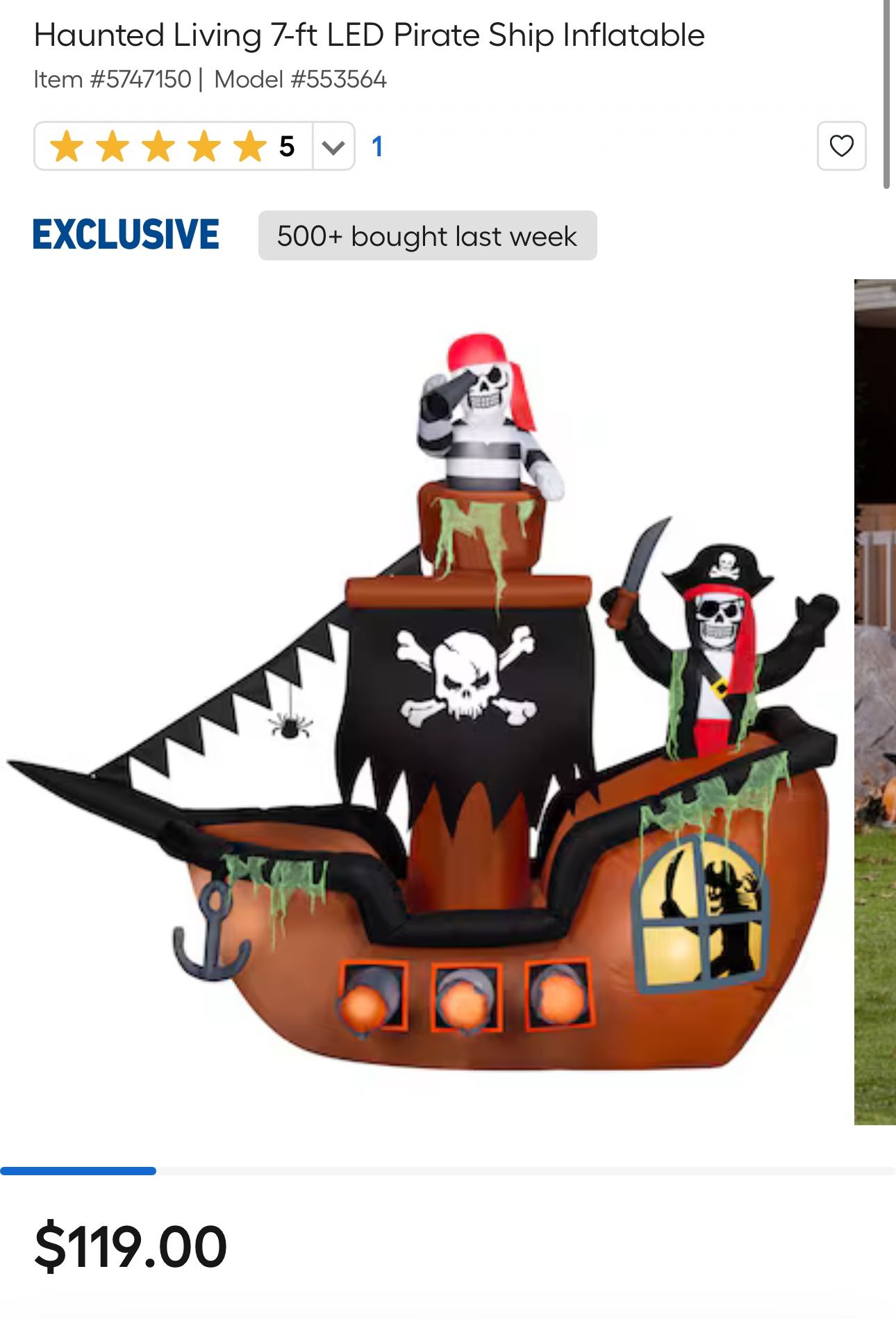 7 Foot Inflatable Pirate Ship