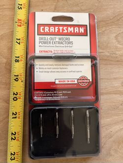 Craftsman Drill-Out Micro Screw Extractor kit, For Removing Small Screws or Bolts With Broken Heads..New