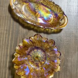 Carnival Glass Sunflower Iridescent Orange