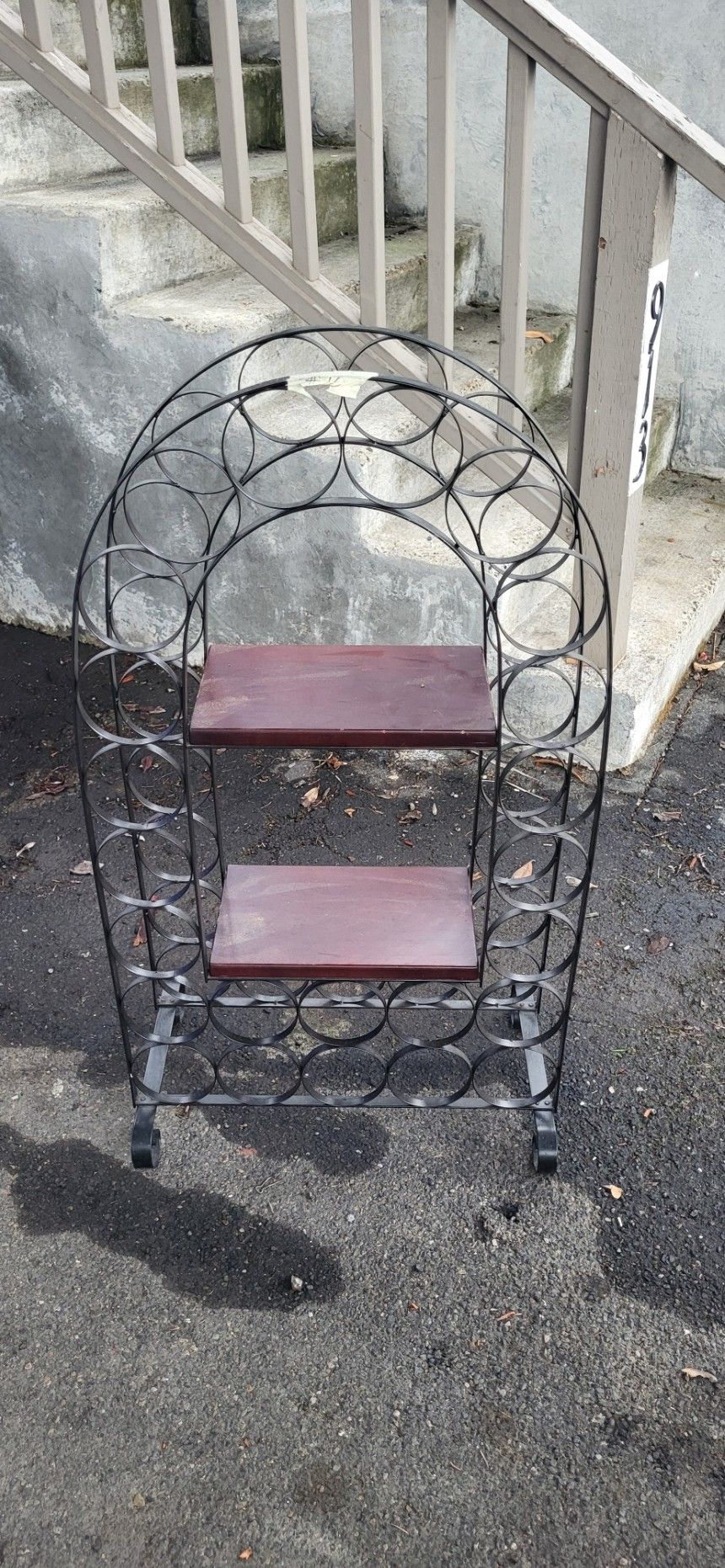 Metal Wine Stand with wood shelves