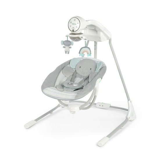 NEW! Ingenuity InLighten Motorized Vibrating Baby Swing, Swivel Infant Seat, Gray