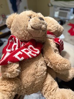 Aeropostale Plush Teddy Bears with Red Scarves