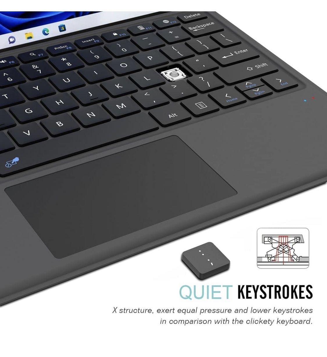 Arteck Microsoft Surface Pro 8 & Pro X Type Cover, Ultra-Slim Portable Bluetooth Wireless Keyboard with Touchpad Built-in Rechargeable Battery