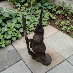 29in Vintage Hand-Carved Wooden Elephant Folk Art Primitive Garden Sculpture