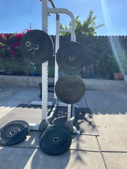 weights, and bench Squat rack  weights, and bench