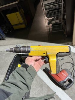 Vintage Powder Actuated Fastening Tool Concrete Nail Gun Yellow Heavy Duty