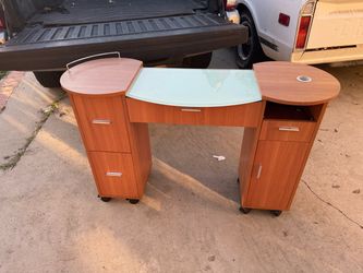 Manicure Nail Tech Salon Table with Glass Top
