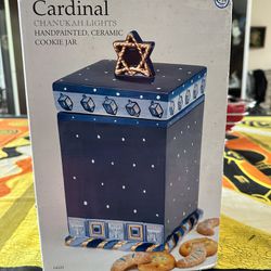 New In box, Hanukkah Ceramic Cookie Jar By Cardinal in Parkland 